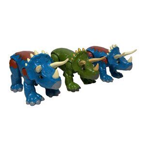 Fisher Price Imaginext Triceratops Jurassic World Dino Riders Dinosaur Lot of 3